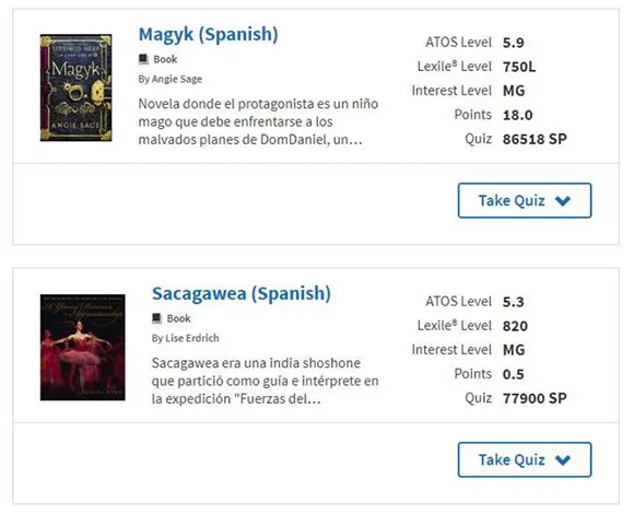 Accelerated Reader quizzes for books in Spanish