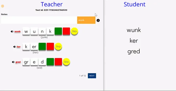 Star Phonics Teacher and Student chart