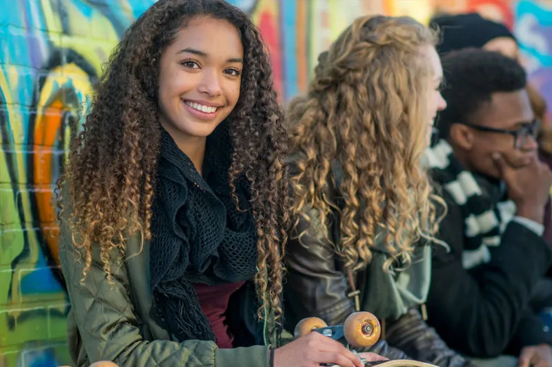 Teen girl smiling