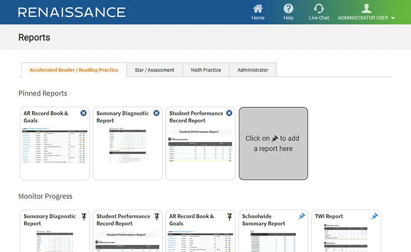 Accelerated Reader report screenshot.