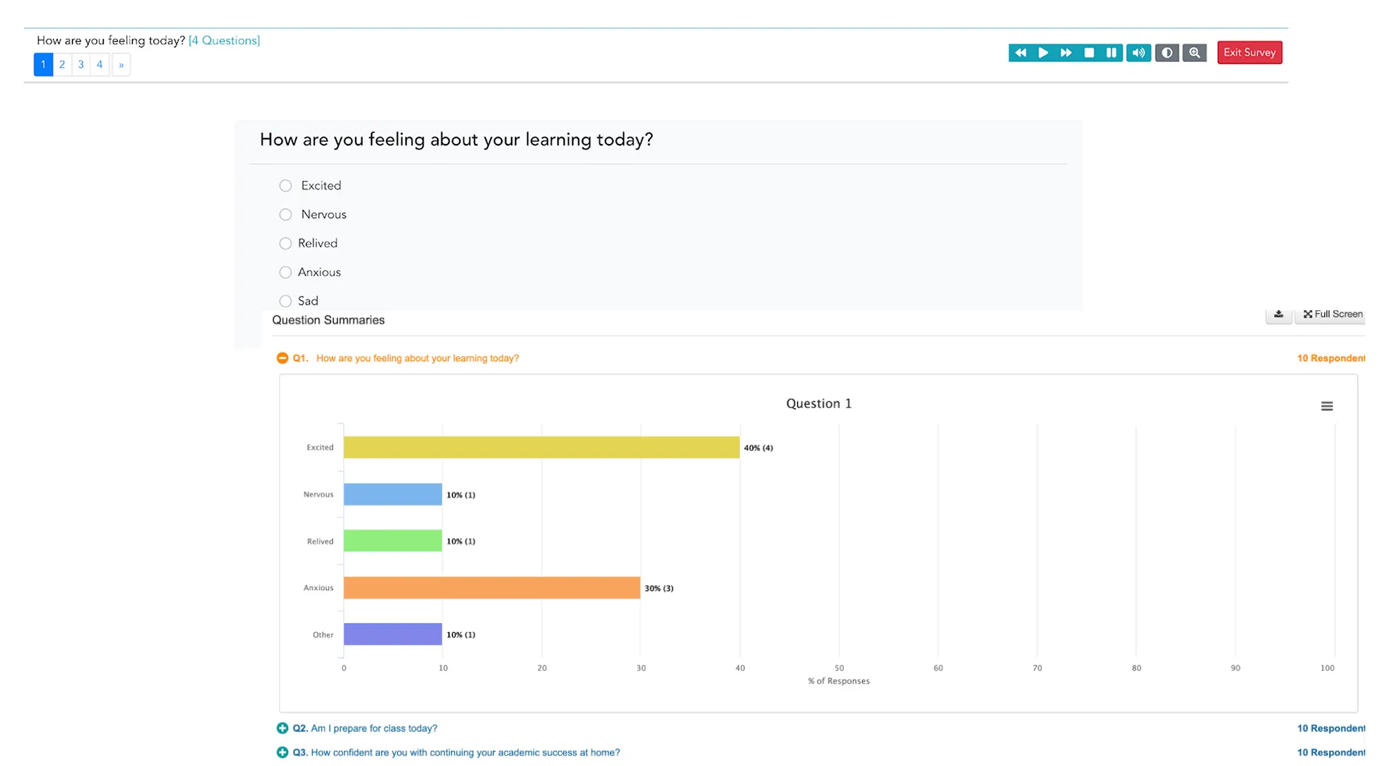 survey student post assessment screenshot